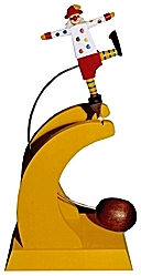 Wolfgang Werner Clown, Impulsgeber 28 cm (Wolfgang Werner 360) Erzgebirgische Volkskunst: Diese Schaukelfiguren werden durch einen batteriegetriebenen Impulsgeber in Schaukelbewegungen versetzt.