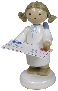 Flade Engel mit Brief an den Weihnachtsmann (Flade 6171) Erzgebirgische Volkskunst: Engel mit Brief an den Weihnachtsmann