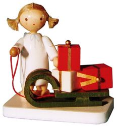 Flade Engel mit Weihnachtsschlitten (Flade 6149) Erzgebirgische Volkskunst: Engel / mit Weihnachtsschlitten