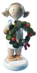 Flade Engel mit Weihnachtskranz (Flade 6153) Erzgebirgische Volkskunst: Engel mit Weihnachtskranz