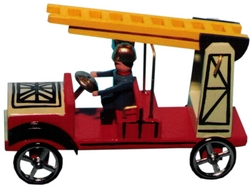 Dregeno Feuerwehr Leiterwagen (Dregeno 068/014) Erzgebirgische Volkskunst: Feuerwehr - Leiterwagen
