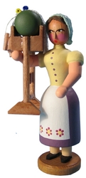 W. Werner Volkstypen Frau mit Klöppelständer, gelb (W. Werner 2419) Erzgebirgische Volkskunst: Figuren - 