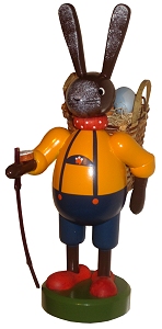 Andreas Kirsche Hase mit Latzhose blau (Andreas Kirsche, 224, 464) Erzgebirgische Volkskunst: Hase mit grüner Latzhose
