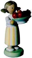Flade Mädchen mit Obstteller  (Flade 5133) Erzgebirgische Volkskunst: Mädchen mit Obstteller