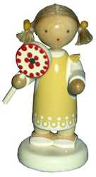 Flade Mädchen mit Riesenlutscher  (Flade 5245) Erzgebirgische Volkskunst: Mädchen mit Riesenlutscher