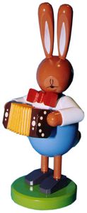Leichsenring Osterhase, Hase mit Zieharmonika groß (224 514 2) Erzgebirgische Volkskunst: Hase mit Zieharmonika