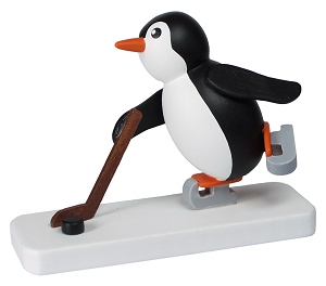 Knut Dietze Pinguin Eishockeyspieler (Knut Dietze 05/19) Erzgebirgische Volkskunst: Pinguin 'Eishockeyspieler'