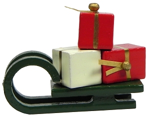 Flade Schlitten mit Geschenken (Flade 3402) Erzgebirgische Volkskunst: Miniaturschlitten mit Geschenken