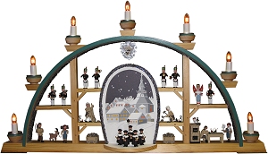 Klaus Kolbe Lichterbogen mit Seiffener Kirche und Kurrende (Klaus Kolbe 202/160/1) Erzgebirgische Volkskunst: Lichterbogen
