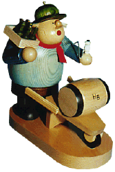KWO Räuchermännchen Bierhändler, 19 cm (KWO 21517) Erzgebirgische Volkskunst: Räuchermännchen 'Die Dicken' - Bierhändler