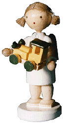 Flade Engel mit Spielzeugauto (Flade 6122) Erzgebirgische Volkskunst: Engel / mit Spielzeugauto