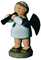 KWO Engel, 5 cm mit Flöte (KWO 75635) Erzgebirgische Volkskunst: Engel, 5 cm / mit Flöte
