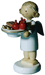 Flade Engel mit Nikolausteller (Flade 6133) Erzgebirgische Volkskunst: Engel / mit Nikolausteller