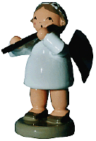 KWO Engel, 5 cm mit Querflöte (KWO 75636) Erzgebirgische Volkskunst: Engel, 5 cm / mit Querflöte