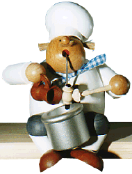 KWO RM-Kantenhocker Koch, 17 cm (KWO 21565) Erzgebirgische Volkskunst: Räuchermännchen 'Die Dicken' - Kantenhocker 'Koch'