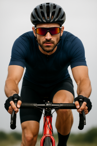 Rennradfahrer mit Sportbrille