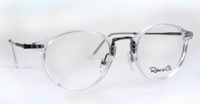 Neue Brillenfassung von 'Retro & Co' Brille mit transparentem Acetat-Rand und grauen Metallteilen