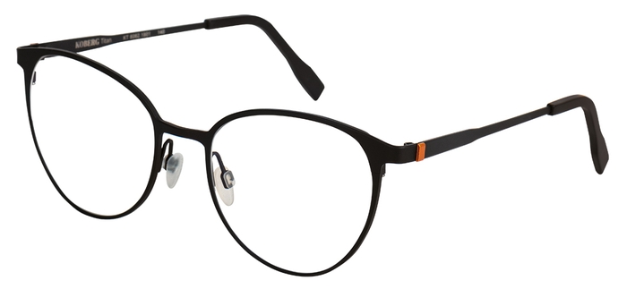 KOBERG Herren-Metallbrille (Koberg 6062 Titan 1901 schwarz matt/orange 55-19) Herren-Metallbrille aus der Kollektion 'KOBERG'