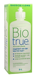 Bausch & Lomb Biotrue 300 ml / 1 Behälter (Bausch & Lomb, 10180) Diese Kombilösung von Bausch & Lomb orientiert sich an der Biologie des menschlichen Auges, indem verschiedene Eigenschaften der natürlichen Tränenflüssigkeit übernommen werden.
