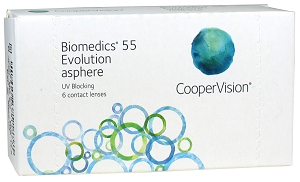 Cooper Vision Biomedics 55 Evolution UV, 6er-Pack (Cooper Vision) Weiche Kontaktlinsen für den monatlichen Austausch.
 
- dünne, runde Randgestaltung für hohen Tragekomfort
- Vermindert Abbildungsfehler von Kontaktlinsen und Augenlinse

Material: ocufilcon D (ionisch)
Wassergehalt: 55%
Dk: 19
Dk/t: 27

Tragemodus: Tagestragen
Verträglichkeitstests: halbjährlich