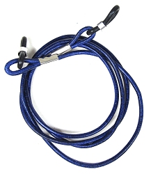  Brillenband Leder dunkelblau Brillenband aus Leder, zum Umhängen der Brille. Wird mit Gummischlaufe am Bügel befestigt.