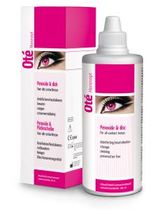 Oté Group Oté Monosept 45-Tage-Pack 360 ml / 1 KL-Behälter mit Platinscheibe (Oté Group) Wasserstoffperoxidsystem (3%) mit Neutralisierungsscheibe für weiche Kontaktlinsen inklusive Silikonhydrogel-Kontaktlinsen.
