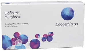 Cooper Vision biofinity multifocal, 6er-Pack (Cooper Vision) Multifokale Silikon-Hydrogel-Linsen für den monatlichen Austausch.
 
- effizienter Sauerstofftransport durch die Linse
- natürliche Benetzung
- hoher Wassergehalt
- keine Oberflächenbehandlung oder benetzungsunterstützende Bestandteile

Material: comfilcon A (nicht ionisch)
Wassergehalt: 48%
Dk: 128
Dk/t: 142
 
Tragemodus: Tagestragen; alternativ bis zu 7 Tagen und 6 Nächten durchgehend, sofern dieser Tragemodus von Ihrem Anpasser als unbedenklich freigegeben wurde.
 
Verträglichkeitstests: halbjährlich, bei freigegebenem Übernacht-Tragen vierteljährlich