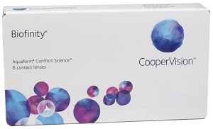 Cooper Vision biofinity, 6er-Pack (Cooper Vision) Silikon-Hydrogel-Linsen für den monatlichen Austausch.
 
- effizienter Sauerstofftransport durch die Linse
- natürliche Benetzung
- hoher Wassergehalt
- keine Oberflächenbehandlung oder benetzungsunterstützende Bestandteile

Material: comfilcon A (nicht ionisch)
Wassergehalt: 48%
Dk: 128
Dk/t: 160
 
Tragemodus: Tagestragen; alternativ bis zu 7 Tagen und 6 Nächten durchgehend, sofern dieser Tragemodus von Ihrem Anpasser als unbedenklich freigegeben wurde.
 
Verträglichkeitstests: halbjährlich, bei freigegebenem Übernacht-Tragen vierteljährlich